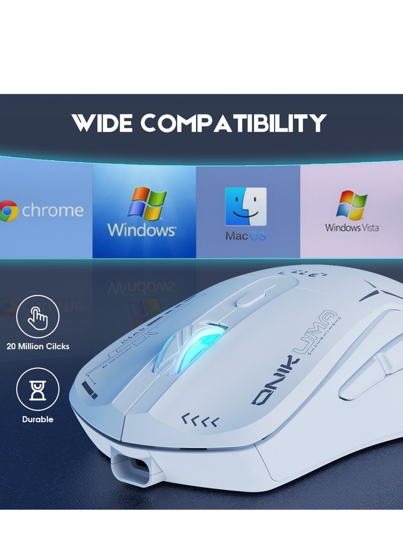 onikuma - Gaming Mouse, Wired/Wireless/Bluetooth Tri-Mode, Laptop Wireless Mouse, Portable Type-C Rechargeable 4800 DPI Mouse with 7 RGB Lighting Modes - Image 1