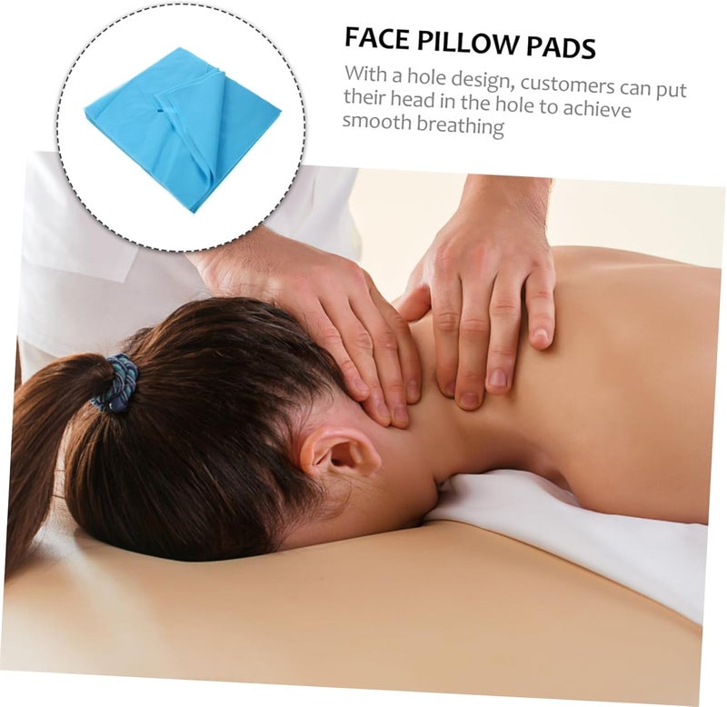 100pcs Breathable Non-Stick Massage Pillow Covers Disposable Face Mats X-Shaped Blue for Salon Spa - Image 5