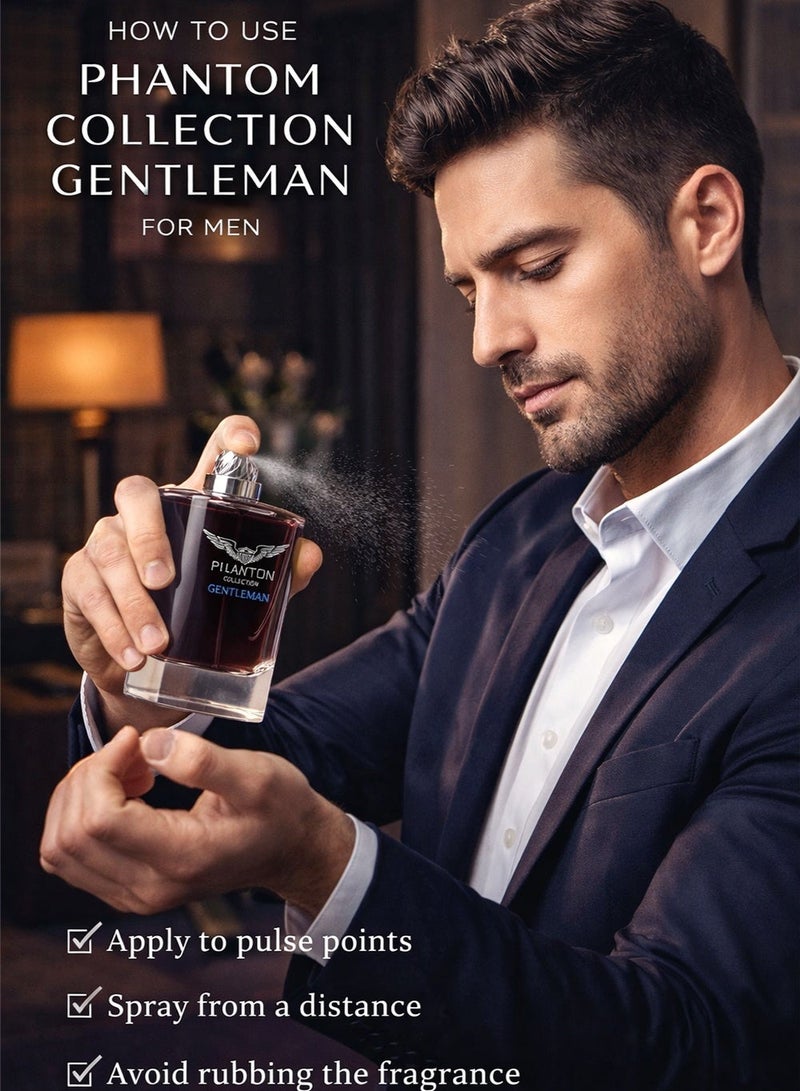 Linea De Bella Phantom Collection Gentlemen EDP 100ML | Long Lasting Perfume for Men with Patchouli & Leather | Extrait Perfume Gift for Men - Image 3
