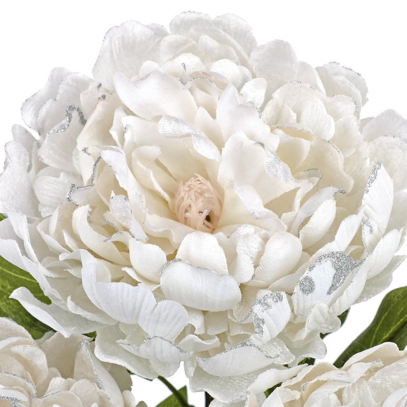 Briful 3PCS White Peony Artificial Flower Stems 29.1in Long Stem Fake Peonies Silk Floral Arrangement Real Touch Peony Flower for Christmas Home Vase Party Wedding Bouquet Decor - Image 3