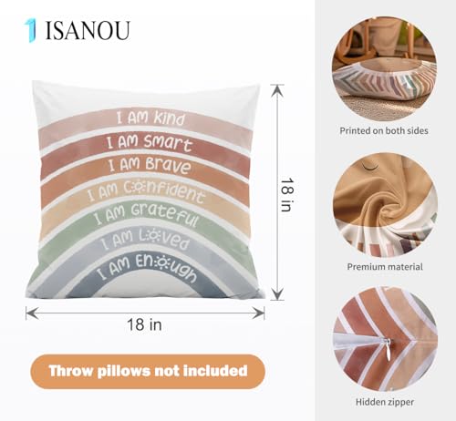 ISANOU Kids Playroom Decor,Boho Sun Alphabet Throw Pillow Covers,Kids Reading Nook Decor Pillowcase for Classroom Playroom Nursery,18x18 Inch Pillowcase Set of 4 - Image 5