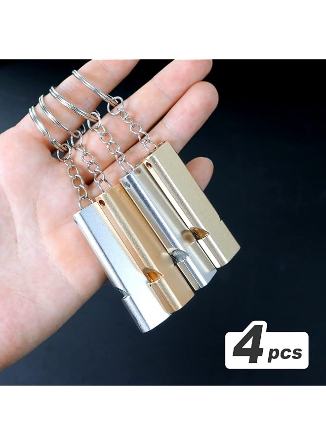 KASTWAVE Emergency Whistle Metal Survival Whistle Double Tubes Safety Whistles for Boating Outdoor Camping Hiking Hunting Sports Dog Training (4 PCS silver and gold) - Image 3