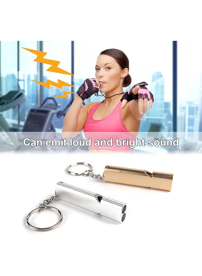 KASTWAVE Emergency Whistle Metal Survival Whistle Double Tubes Safety Whistles for Boating Outdoor Camping Hiking Hunting Sports Dog Training (4 PCS silver and gold) - Image 5