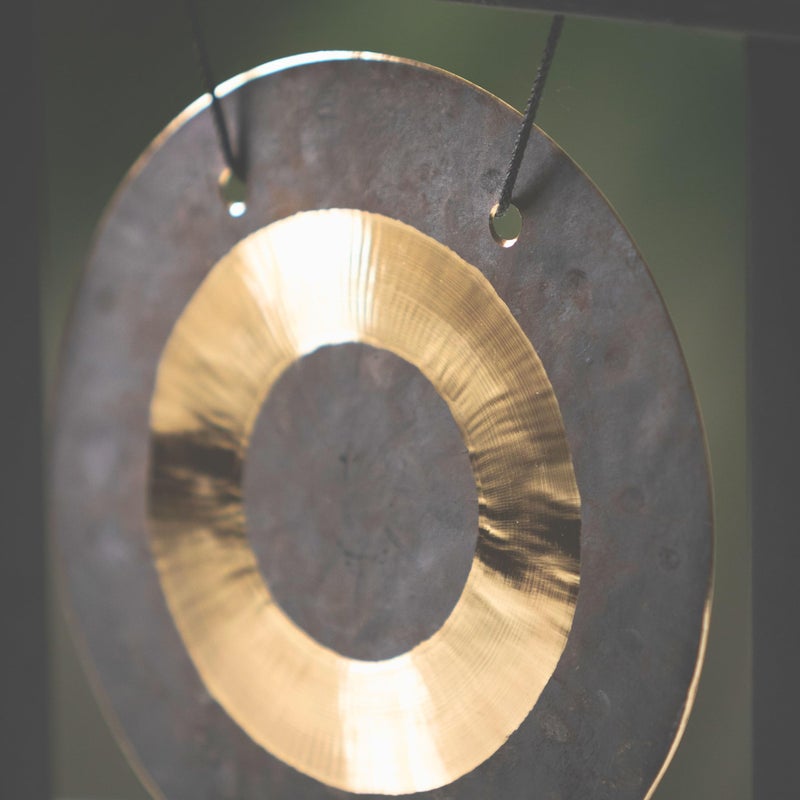 Woodstock Chimes Woodstock Wind Chimes Desk Gong, Brass Hand-Hammered Bronze, Medium 12 - Inch Tall, for Meditation, Yoga, Classrooms, Offices, Great for Awareness, Relaxation - Image 3