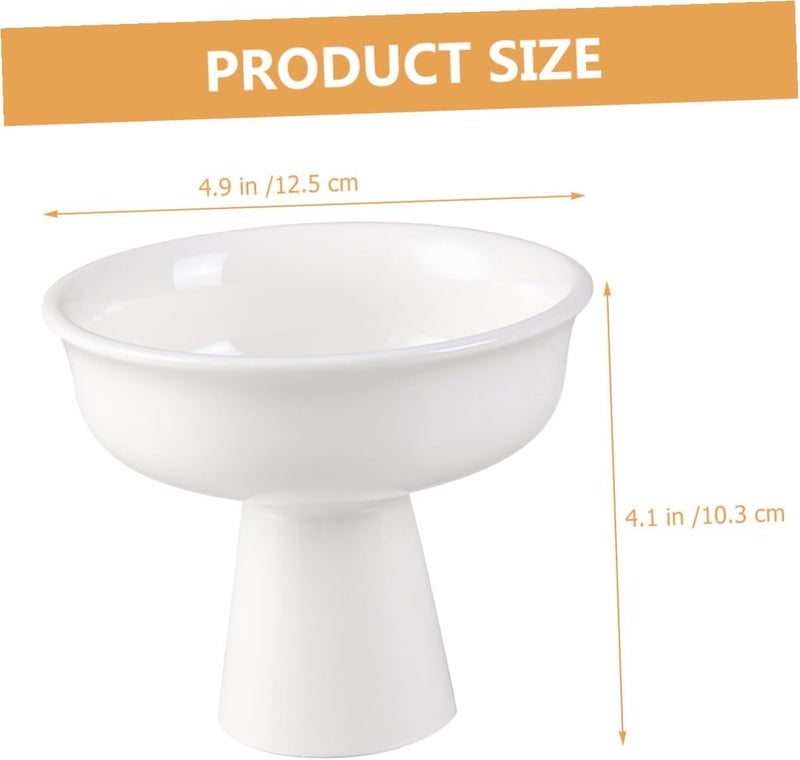 ABOOFAN Ceramic High Base Dessert Bowl 5-inch White Footed Ice Cream Cup Yogurt Serving Dish Household Kitchen Smoothie Container for Fruit Salad and Pudding - Image 2