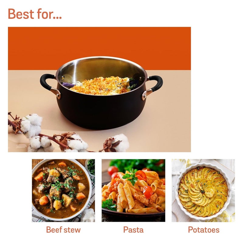 MEYER Meyer Accent Series Stainless Steel Dutch Oven Biryani Pot Cooking and Serving Casserole Pan with Ergonomic Grip Silicone Handles Gas and Induction Compatible 5 Liters  - Image 3