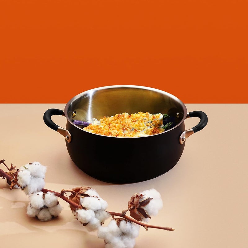 MEYER Meyer Accent Series Stainless Steel Dutch Oven Biryani Pot Cooking and Serving Casserole Pan with Ergonomic Grip Silicone Handles Gas and Induction Compatible 5 Liters  - Image 2