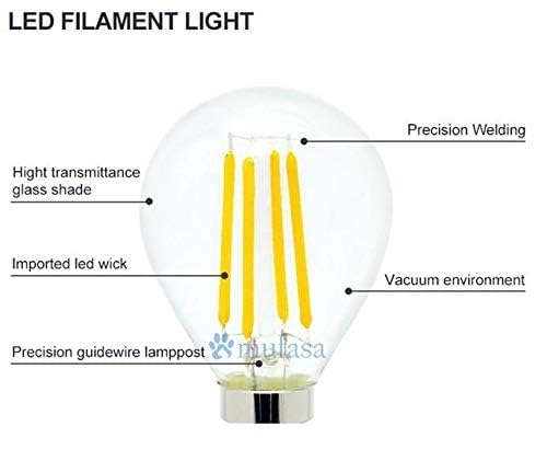 Mufasa 4 Watts E27 Base G45 Round Shape LED Filament Bulb, Small Vintage Ambience Bulbs, 50mm Diameter (Please Check Dimensions Image) (Warm White) (Pack Of 4) - Image 5