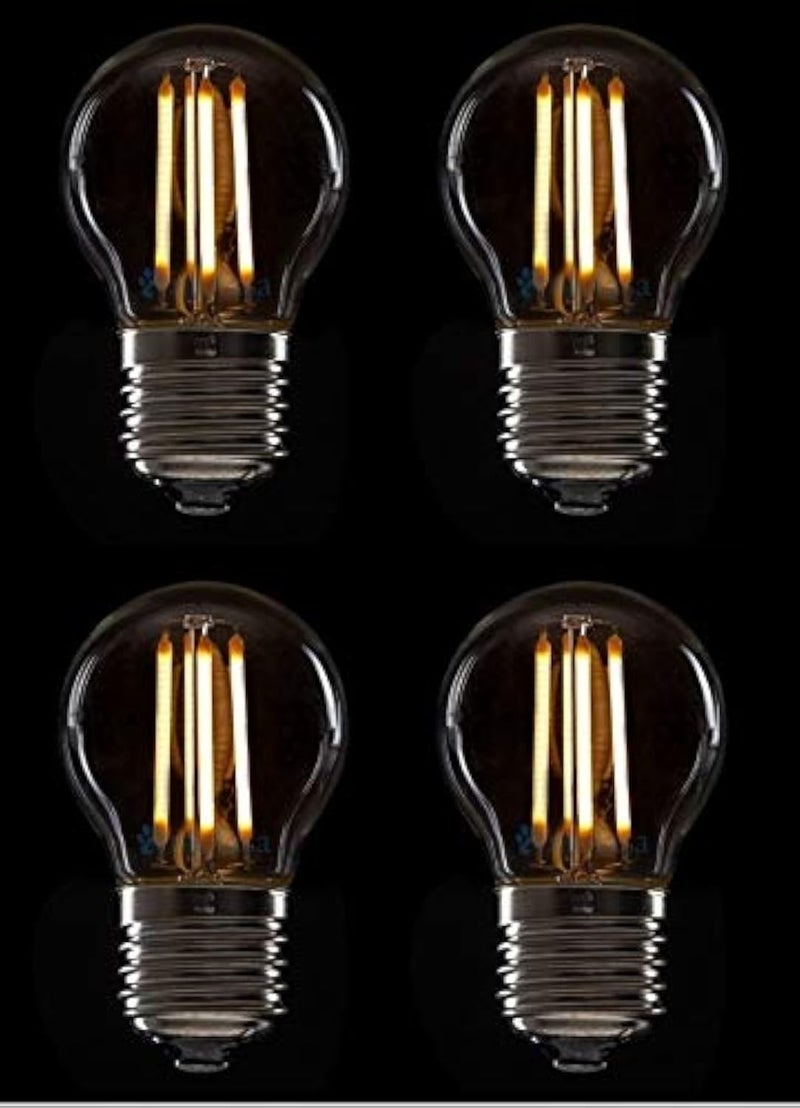 Mufasa 4 Watts E27 Base G45 Round Shape LED Filament Bulb, Small Vintage Ambience Bulbs, 50mm Diameter (Please Check Dimensions Image) (Warm White) (Pack Of 4) - Image 1