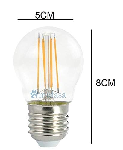 Mufasa 4 Watts E27 Base G45 Round Shape LED Filament Bulb, Small Vintage Ambience Bulbs, 50mm Diameter (Please Check Dimensions Image) (Warm White) (Pack Of 4) - Image 3