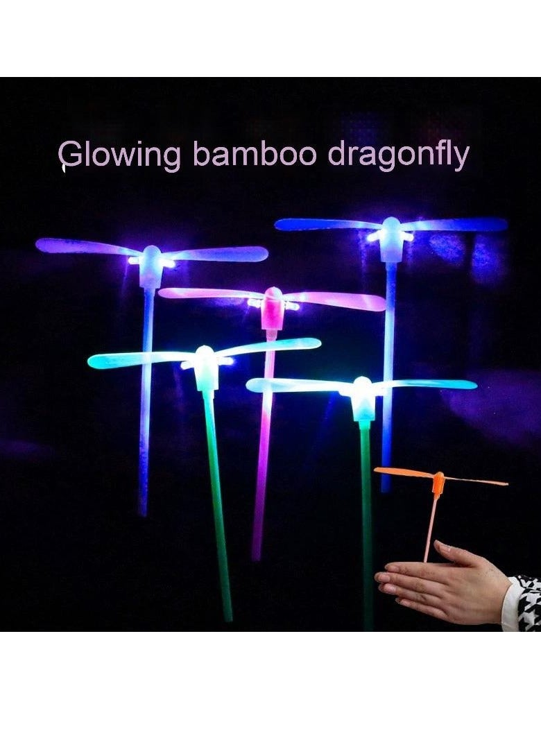 10PCS LED Light-Up Flying Bamboo Dragonfly Toy | Classic Hand-Powered Helicopter | Fun Outdoor Spinning Toy for Kids | Party Favor & Gift - Image 1