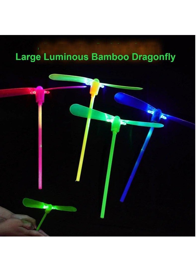 10PCS LED Light-Up Flying Bamboo Dragonfly Toy | Classic Hand-Powered Helicopter | Fun Outdoor Spinning Toy for Kids | Party Favor & Gift - Image 2