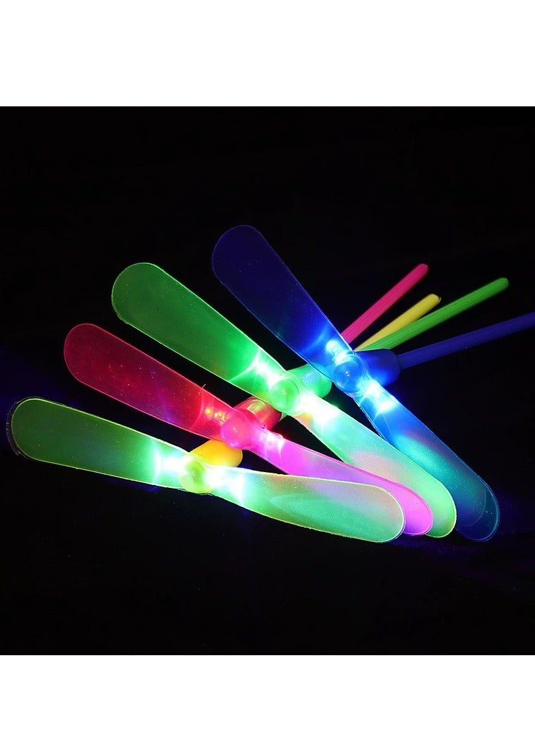 10PCS LED Light-Up Flying Bamboo Dragonfly Toy | Classic Hand-Powered Helicopter | Fun Outdoor Spinning Toy for Kids | Party Favor & Gift - Image 3