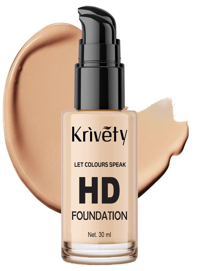 KRIVETY HD Foundation Makeup | Full Coverage, Long-Lasting, Flawless Finish | Lightweight, Waterproof, Suitable for All Skin Types - 30ML - Image 2