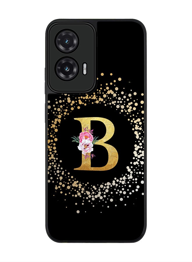 Stylizedd For Motorola Moto G35 Case,Slim fit Camera Protection, Shockproof Thin Phone cover  - Custom Monogram Floral - B ( Black )
