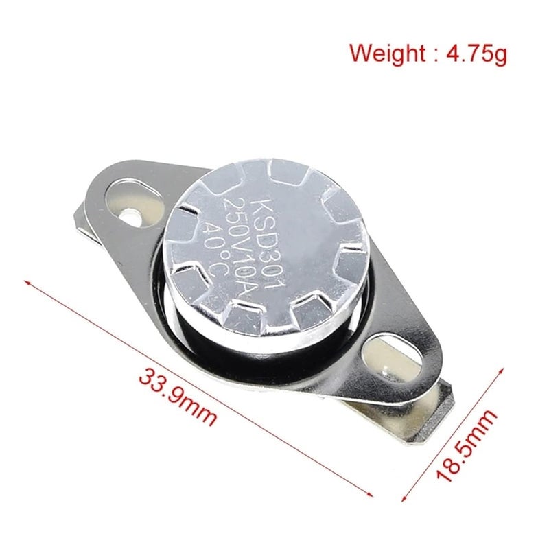 KSD301 NC Thermostat Thermal Control Switch 80 Degree 40C To 135C 250V 10A - Image 2