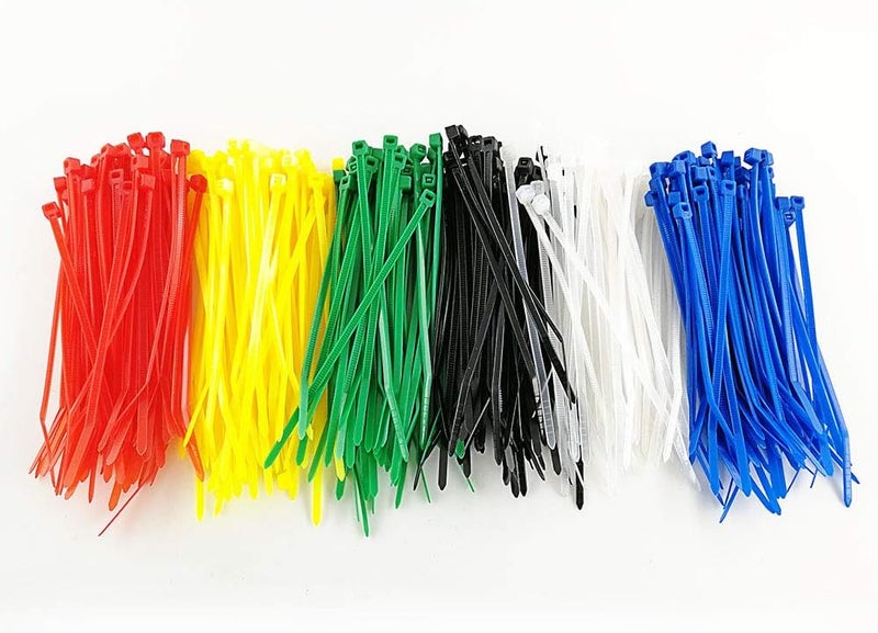 HS Colored Zip Ties Neon Small Nylon Wire Ties Assorted 6 Colors (Green,Yellow, Black, White, Blue, Red) 4 Inch for Crafts,Bulk 600 Pack - Image 2