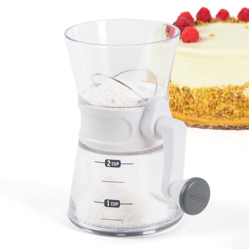 PrepWorks 2in1 Double Volume Quick Sift Flour Sifter for Baking  2Cup Capacity Easy to Use for Smooth Bakes