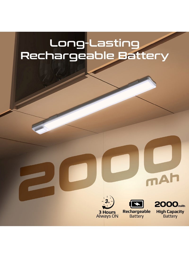 Promate 40cm LED Light with Motion Sensor, 100lm Brightness, Energy-Efficient 4W LEDs, USB-C Rechargeable 2000mAh Battery, Easy Adhesive Installation, Ideal for Under Cabinet Use, Lumia-40 White - Image 5