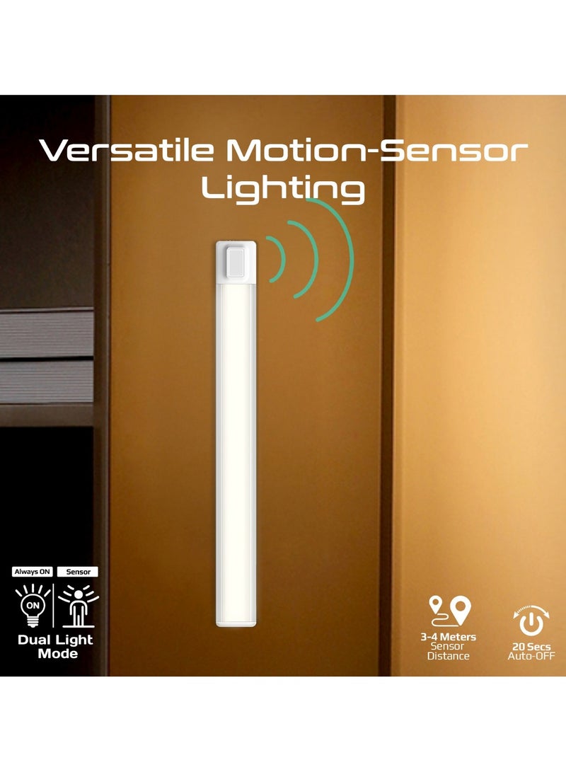 Promate 40cm LED Light with Motion Sensor, 100lm Brightness, Energy-Efficient 4W LEDs, USB-C Rechargeable 2000mAh Battery, Easy Adhesive Installation, Ideal for Under Cabinet Use, Lumia-40 White - Image 2