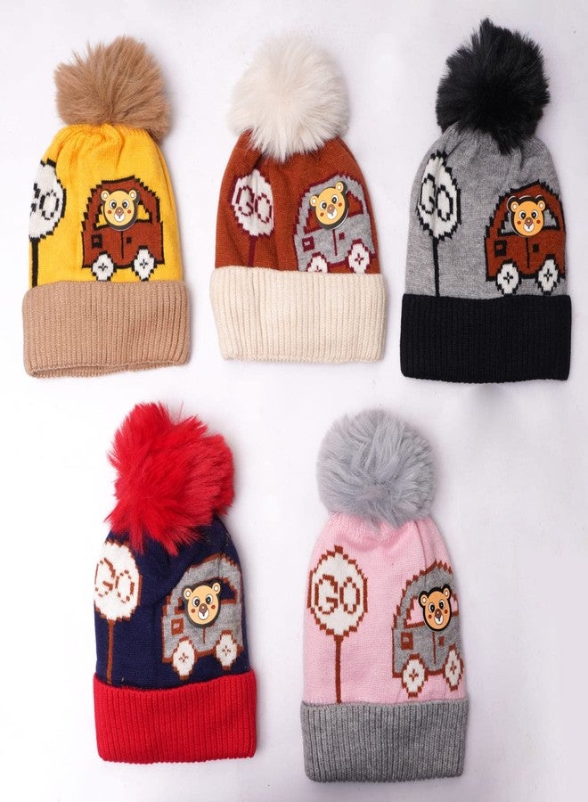 Malvina مجموعة مالفينا للأطفال قبعة صوفية وشال مجموعة للأطفال الصغار بنات وأولاد شتاء بوم كاب دافئ للرقبة (عبوة من 1) (1-4 سنوات) (أصفر) - Image 5