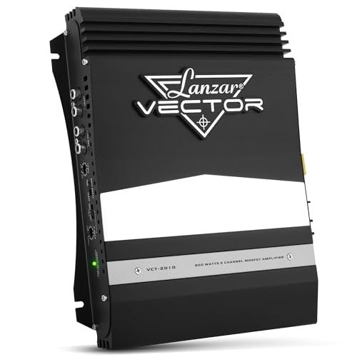 Lanzar 2-Channel High Power MOSFET Amplifier - Slim 800 Watt Bridgeable Mono Stereo 2 Channel Car Audio Amplifier w/ Crossover Frequency and Bass Boost Control, RCA input and Line Output - Lanzar VCT2010 - Image 1