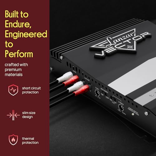 Lanzar 2-Channel High Power MOSFET Amplifier - Slim 800 Watt Bridgeable Mono Stereo 2 Channel Car Audio Amplifier w/ Crossover Frequency and Bass Boost Control, RCA input and Line Output - Lanzar VCT2010 - Image 5