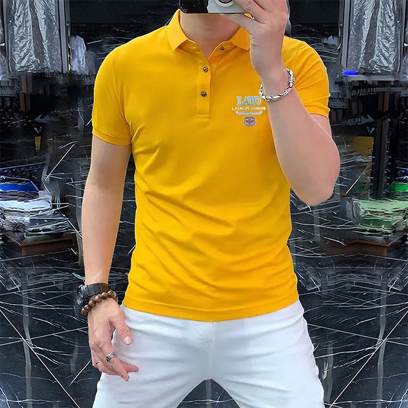 Men's Short Sleeve Polo Shirt Business Casual Knit Top - Image 3