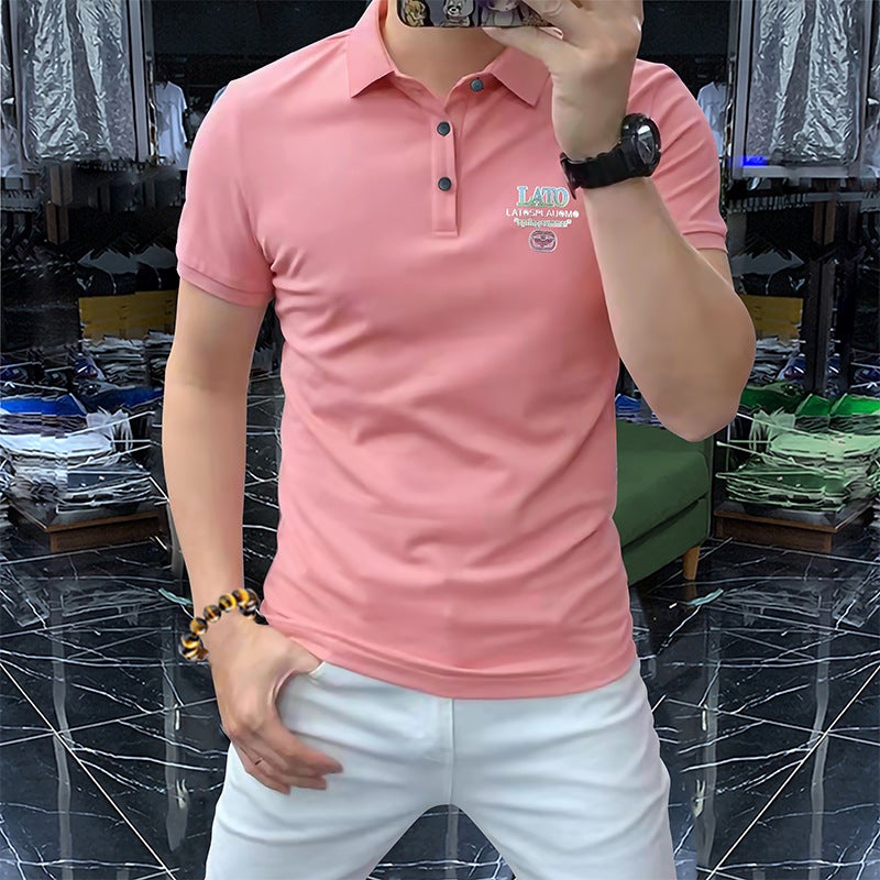 Men's Short Sleeve Polo Shirt Business Casual Knit Top - Image 2