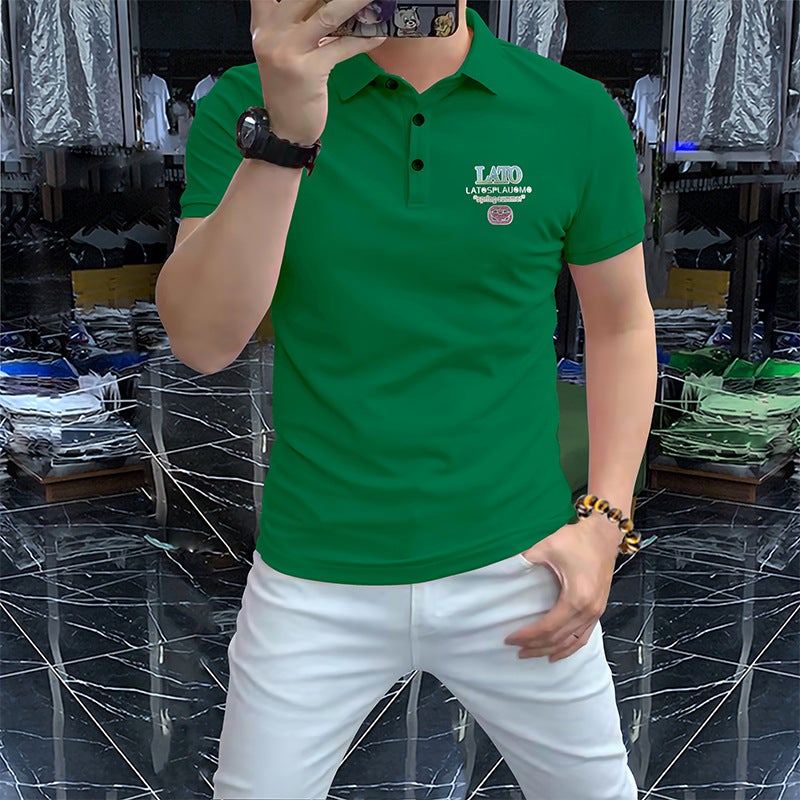 Men's Short Sleeve Polo Shirt Business Casual Knit Top - Image 4