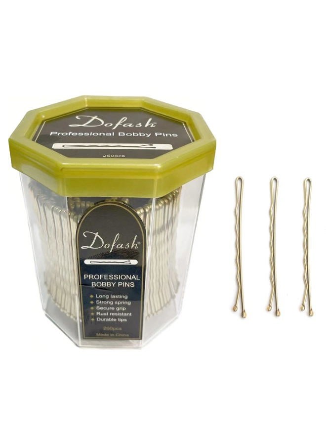 Dofash 5CM/2In Wavy Bobby Pins Blonde Hair Pins Bulk Metal Hair Grips for Women 260pcs (Blonde) - Image 1
