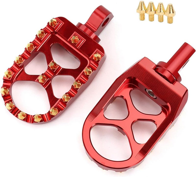 Wivplex MX Offroad Motorcycle Foot Pegs - Red - Image 3