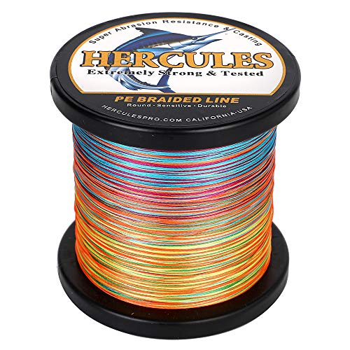 HERCULES Super Cast 1000M 1094 Yards Braided Fishing Line 80 LB Test for Saltwater Freshwater PE Braid Fish Lines Superline 8 Strands - Multi-Color, 80LB (36.3KG), 0.48MM - Image 4