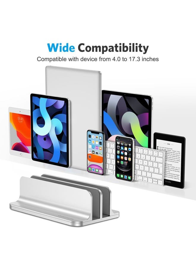 Omoton Updated Dock Version Vertical Laptop Stand (Up to 17.3in, Silver) - Image 3
