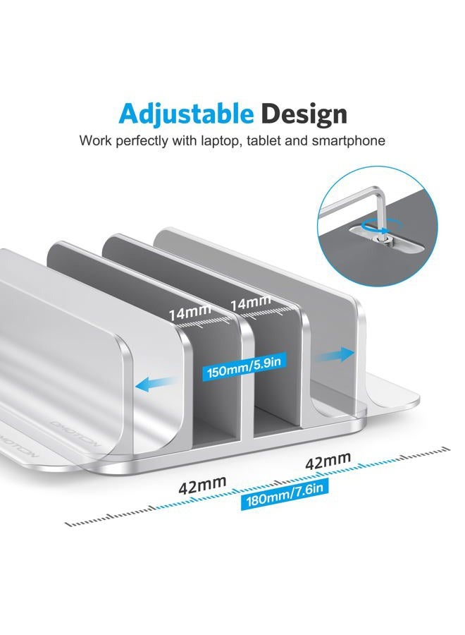 Omoton Updated Dock Version Vertical Laptop Stand (Up to 17.3in, Silver) - Image 4