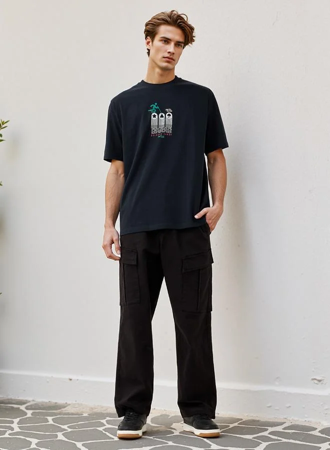 سبلاش فيڤ تيشيرت بطباعة لعبة الحبار بياقة دائرية وأكمام قصيرة