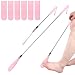 Velmitten Toe Cleaning Brush Lotion Applicator for Feet with 6 Reusable Drying Covers Foot Cleaner with Telescopic Stainless Steel 1630 Inch Handle Toe Scrubber for Elderly Disabled Men Women Pink - Image 2