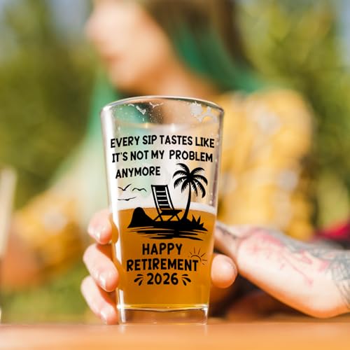 Zunaked Retirement Gifts for Men 2026 - Premium Beer Glass Retired Gifts for Dad, Mom, Grandpa or Husband - Best Retirement Gift for Coworker, Boss, Friend - 16 OZ Beer Glass - Image 4
