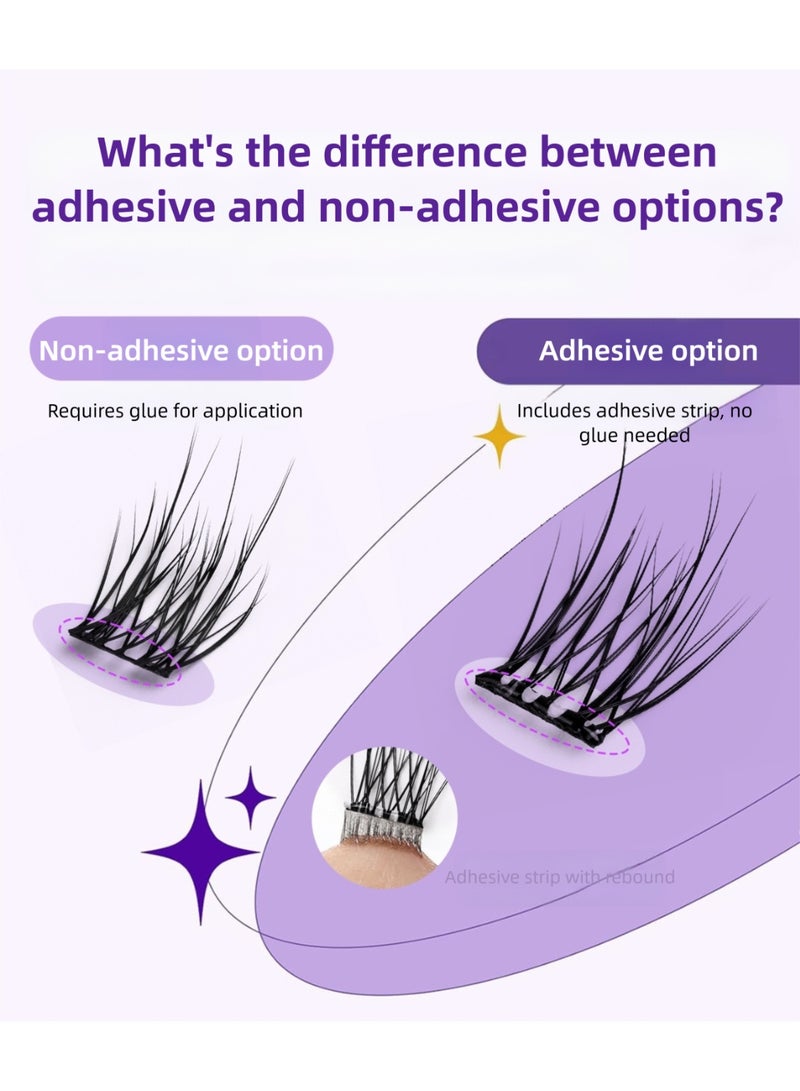فلاي رود مجموعة تمديد الرموش ذاتية اللصق، مجموعة رموش ناعمة للمبتدئين (مع ملقط)، مجموعة تمديد الرموش اللاصقة 11 مم، 12 مم، 13 مم - 120 قطعة - Image 3