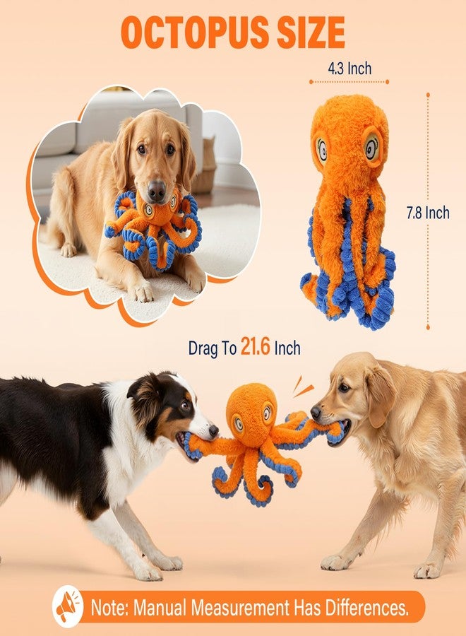 VOXGET Dog Octopus Squeaky Toys, Interactive Tug of War Doggie Toy with Crazy Crinkle for Small Medium Pet Dogs Use, Stuffed Plush Octopus Toy for Puppies Keep Busy Reduce Boredom (Orange, 4" x 4.5") - Image 5