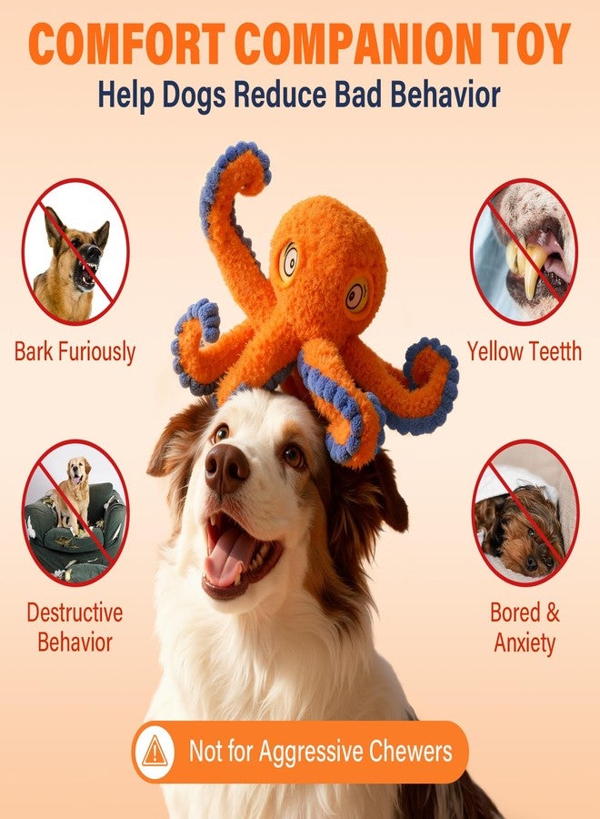 VOXGET Dog Octopus Squeaky Toys, Interactive Tug of War Doggie Toy with Crazy Crinkle for Small Medium Pet Dogs Use, Stuffed Plush Octopus Toy for Puppies Keep Busy Reduce Boredom (Orange, 4" x 4.5") - Image 4