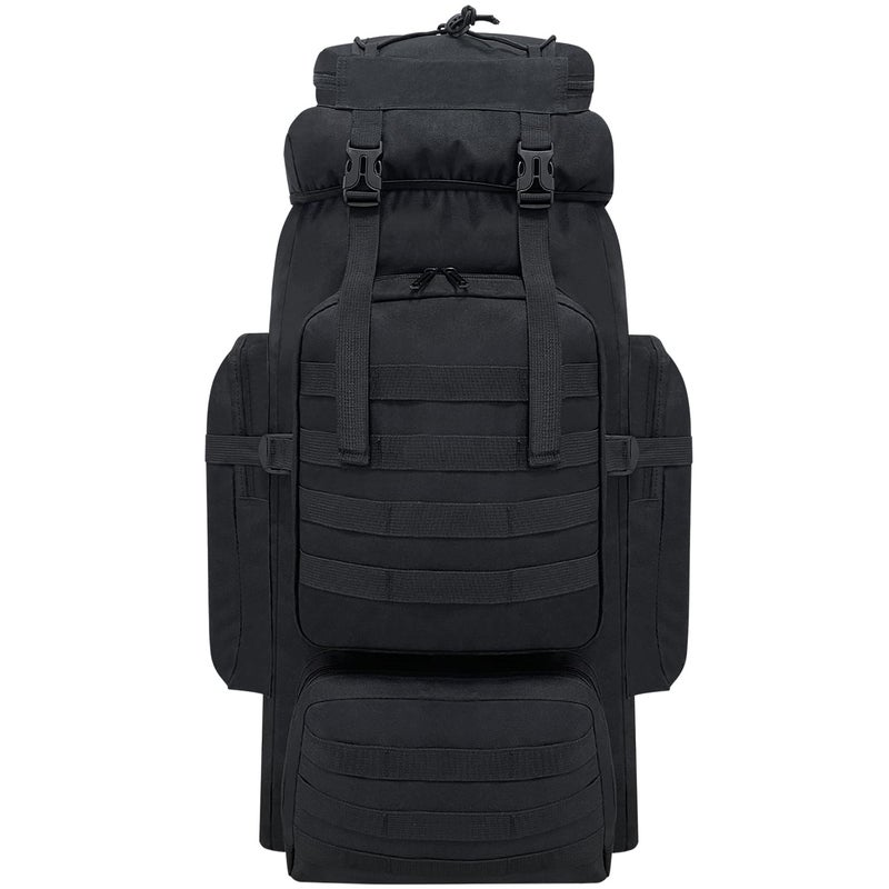 Vaupan 80L Hiking Backpack Men Camping Backpack Waterproof MOLLE Military Tactical Rucksack Large Capacity Assault Pack for Outdoor Survival Trekking Travel Black - Image 2