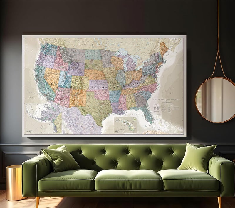 Maps International Giant Classic USA Mega-Map - Map of The United States Poster - Front Lamination - 46 x 80 - Image 4