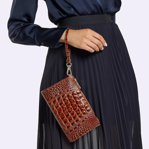 BRAHMIN Melbourne Daisy Clutch - Leather Purse - Lined Interior - Slide Out Wrist-strap - Zip-top Clutch Black One Size One Size - Image 5
