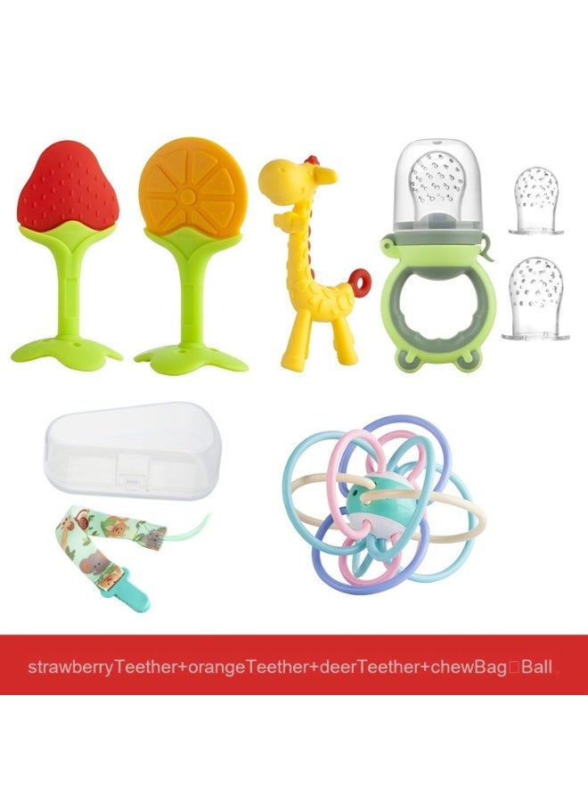 Baby Fruit Teething Snacks - Mushroom, Banana, Giraffe & Matchstick Monkey Teething Toys 
