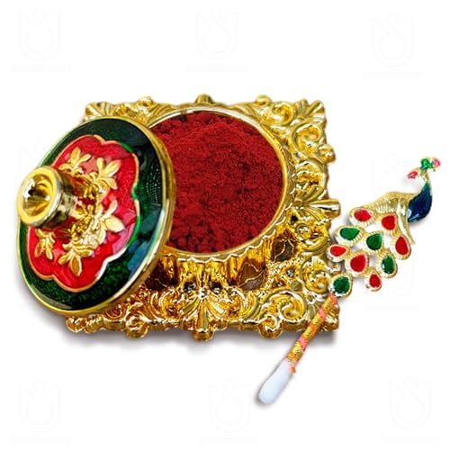 THEBRANDLO New Fancy Sindoor dani with Tilak Stick for wedding Gifting Sindoor Dibbi kumkum Box with Beautiful Stick for MultiPurpose kumkum Box Beautiful Peacock Shape Stick  - Image 1