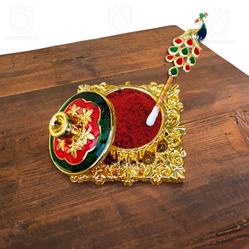 THEBRANDLO New Fancy Sindoor dani with Tilak Stick for wedding Gifting Sindoor Dibbi kumkum Box with Beautiful Stick for MultiPurpose kumkum Box Beautiful Peacock Shape Stick  - Image 4