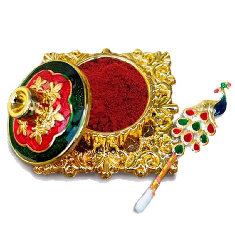 THEBRANDLO New Fancy Sindoor dani with Tilak Stick for wedding Gifting Sindoor Dibbi kumkum Box with Beautiful Stick for MultiPurpose kumkum Box Beautiful Peacock Shape Stick  - Image 3