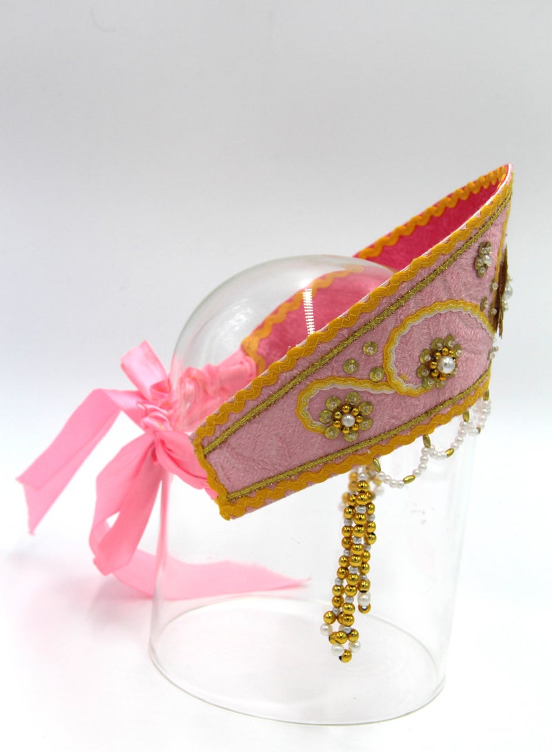 D'Daniela D' Daniela - Women's Traditional Headdress Kokoshnik -Light Pink with Gold  beads - Image 2