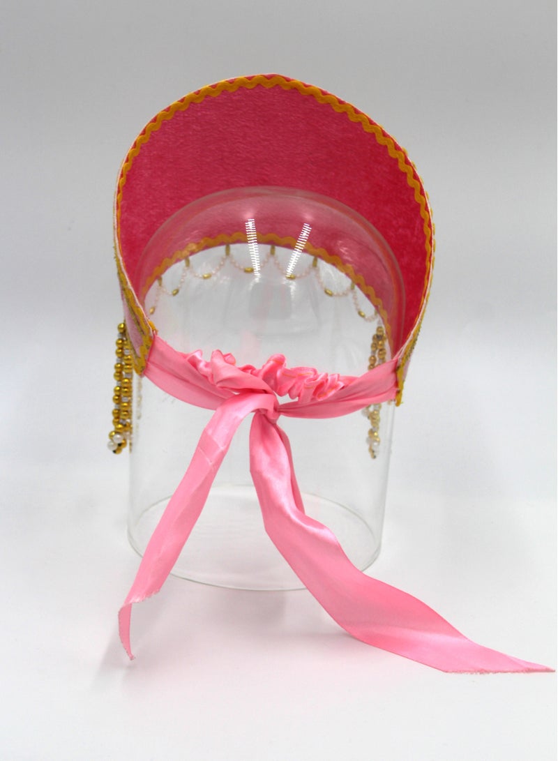 D'Daniela D' Daniela - Women's Traditional Headdress Kokoshnik -Light Pink with Gold  beads - Image 3